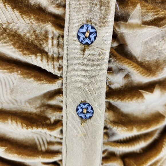 POL Crushed Velvet Gold Star Button Front Puff Long Sleeves Ruched Front Large - Picture 6 of 9